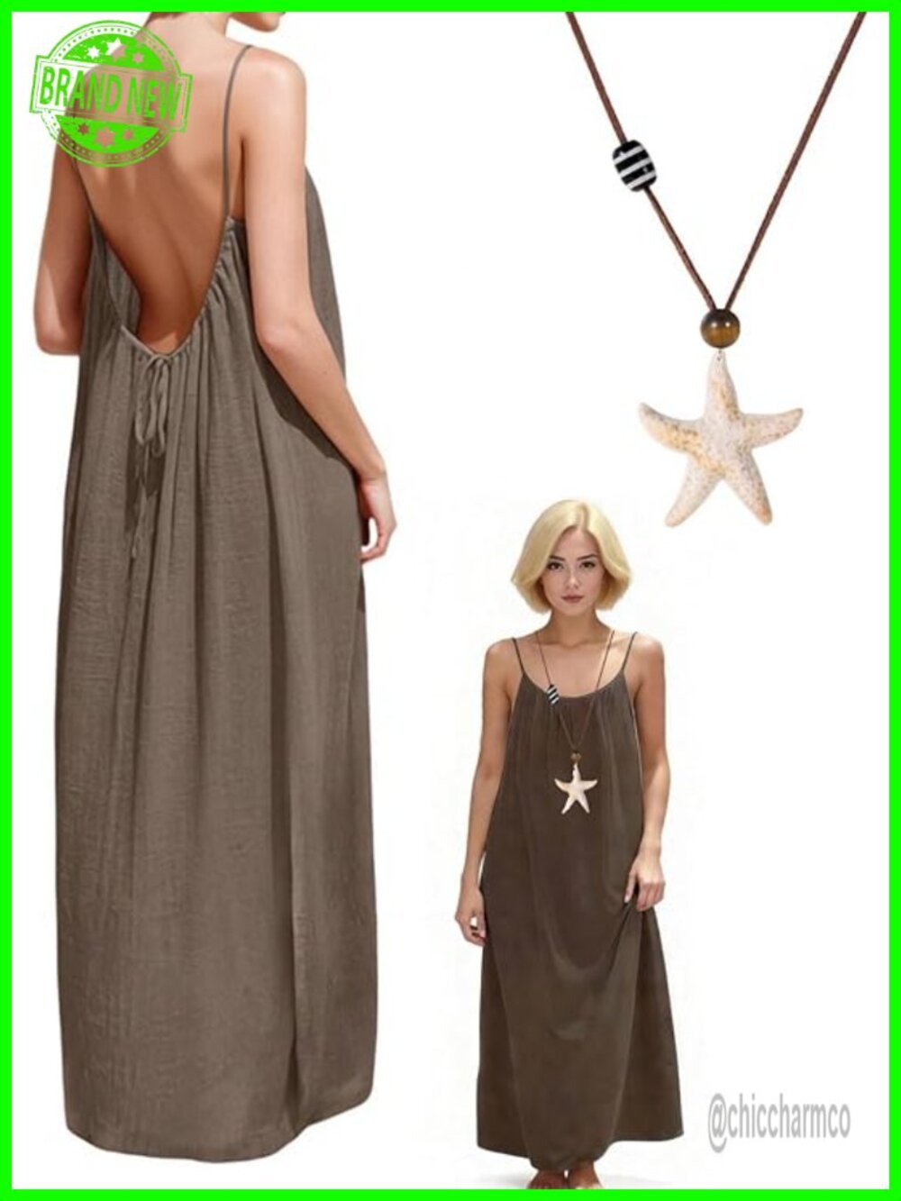 Backless Cami Lounge Dress with Back Tie - Sleeveless Summer Dress